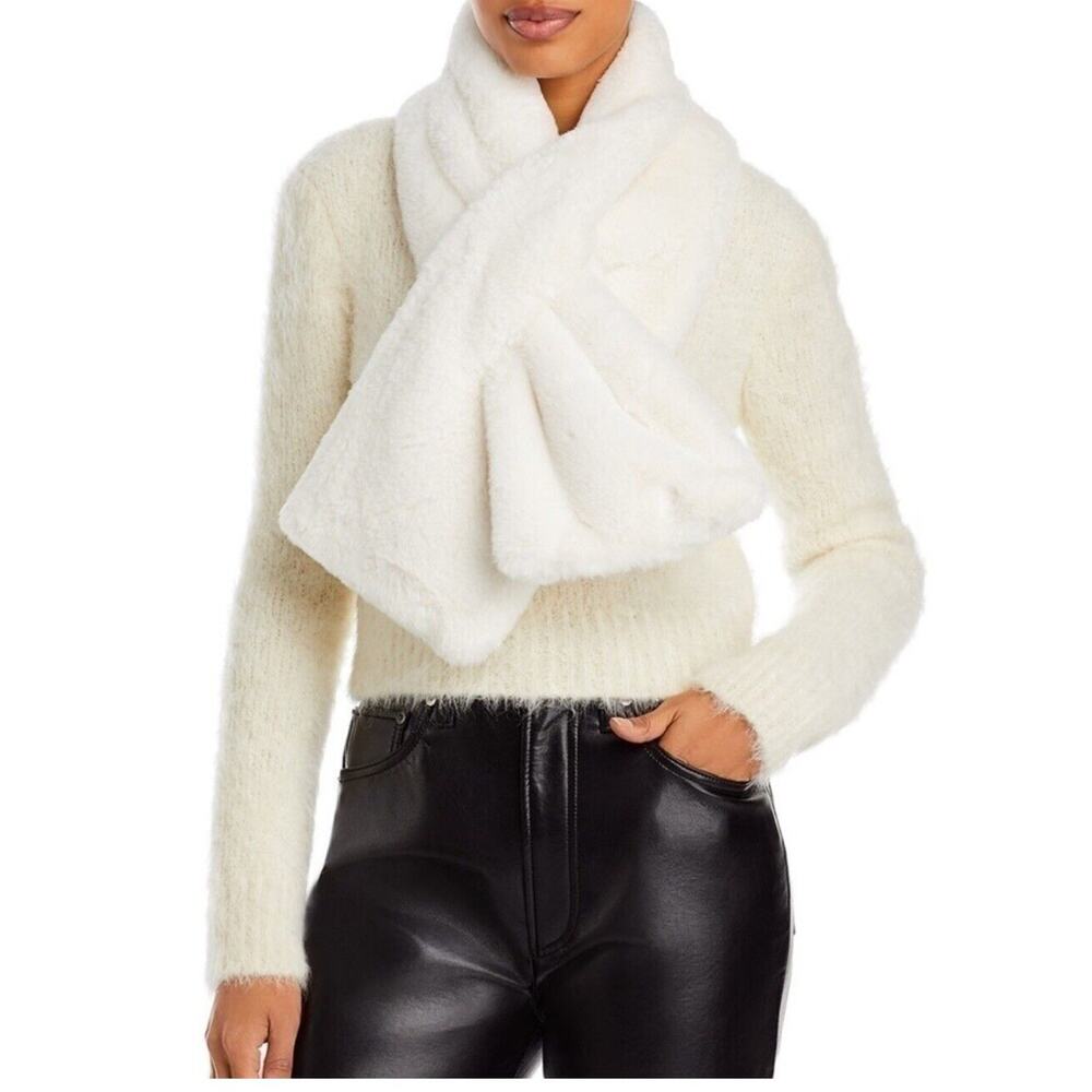 APPARIS Ivory Bambi White Faux Fur Neck Scarf NWT ☆ MSRP 92.00 - Picture 2 of 5